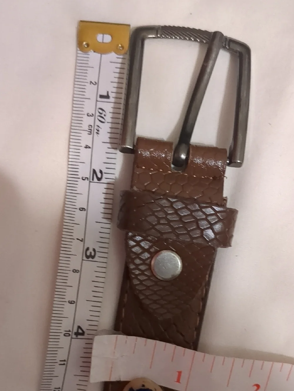 Classic Mens Leather Brown Pebbled Textured Metallic Buckle Belt Unisex